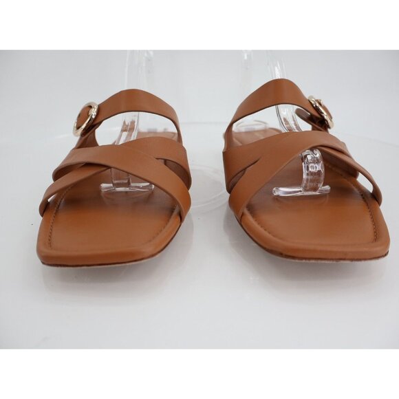 Stuart Weitzman Villa Slide Sandal Size 12 Brown Leather Strappy Flats Slip on - Picture 3 of 11